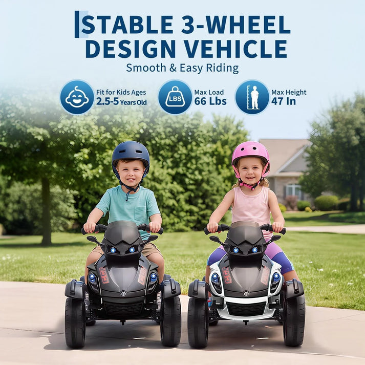 Tricycle électrique 3 roues stable enfants 3‑8 ans