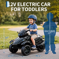 Garvee Tricycle Électrique pour Enfants 12 V, 3 Roues, Démarrage Doux, Éclairage LED et Musique, Plastique Résistant, pour Enfants de 3 à 8 Ans, Noir