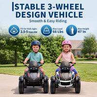 Garvee Tricycle Électrique pour Enfants 12 V, 3 Roues, Démarrage Doux, Éclairage LED et Musique, Plastique Résistant, pour Enfants de 3 à 8 Ans, Noir
