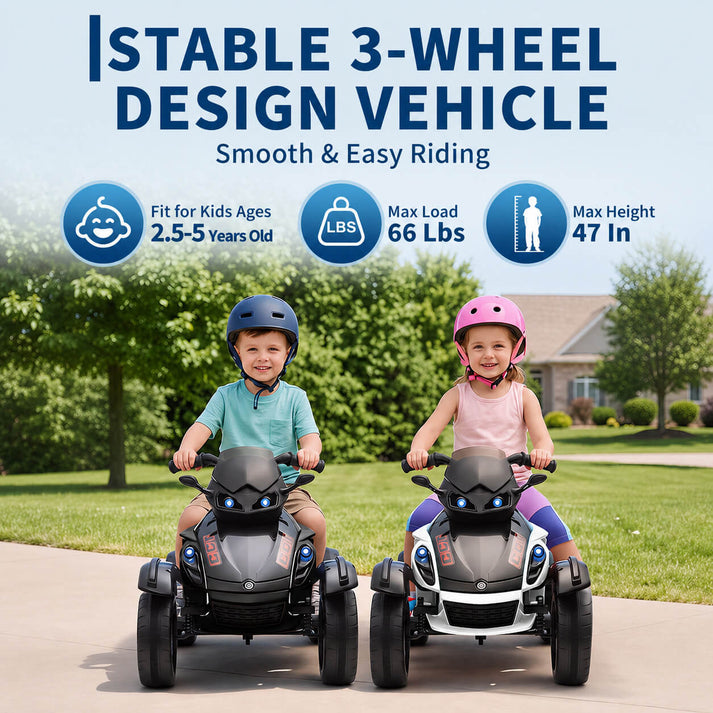 Tricycle électrique 3 roues stable enfants 3‑8 ans
