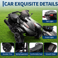 Garvee Tricycle Électrique pour Enfants 12 V, 3 Roues, Démarrage Doux, Éclairage LED et Musique, Plastique Résistant, pour Enfants de 3 à 8 Ans, Noir