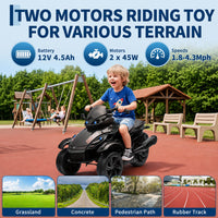 Garvee Tricycle Électrique pour Enfants 12 V, 3 Roues, Démarrage Doux, Éclairage LED et Musique, Plastique Résistant, pour Enfants de 3 à 8 Ans, Noir