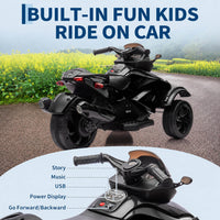 Garvee Tricycle Électrique pour Enfants 12 V, 3 Roues, Démarrage Doux, Éclairage LED et Musique, Plastique Résistant, pour Enfants de 3 à 8 Ans, Noir