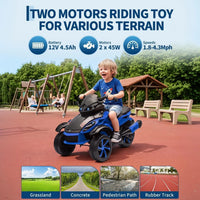 Garvee Tricycle Électrique pour Enfants 12 V, 3 Roues, Démarrage Doux, Éclairage LED et Musique, Plastique Résistant, pour Enfants de 3 à 8 Ans, Bleu