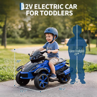 Garvee Tricycle Électrique pour Enfants 12 V, 3 Roues, Démarrage Doux, Éclairage LED et Musique, Plastique Résistant, pour Enfants de 3 à 8 Ans, Bleu