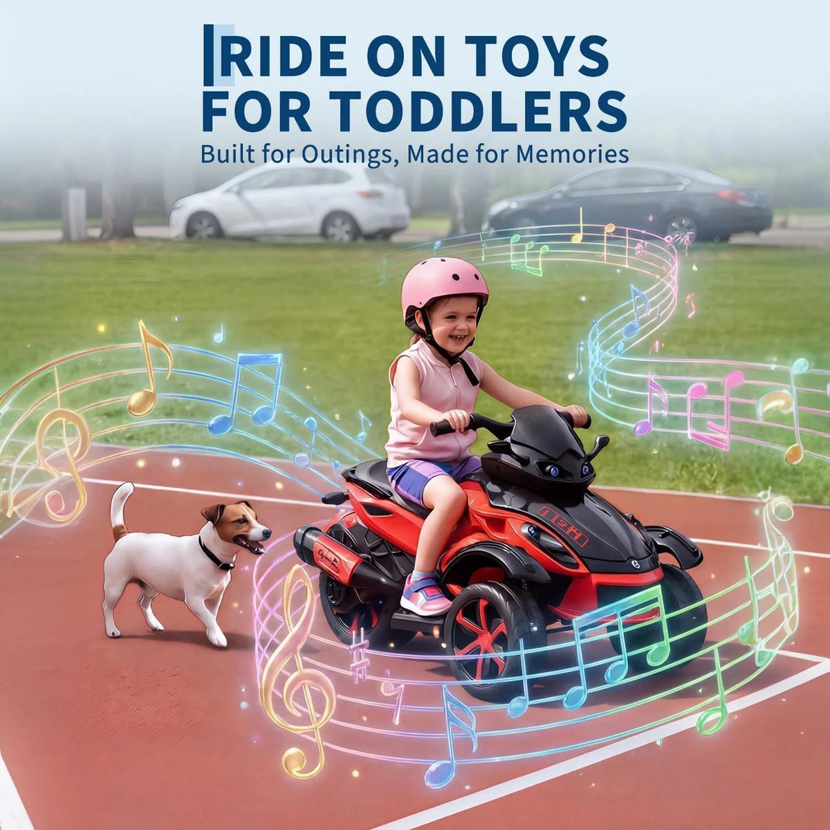 Garvee Tricycle Électrique pour Enfants 12 V, 3 Roues, Démarrage Doux, Éclairage LED et Musique, Plastique Résistant, pour Enfants de 3 à 8 Ans, Rouge