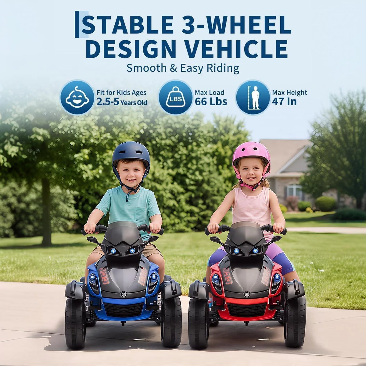 Garvee Tricycle Électrique pour Enfants 12 V, 3 Roues, Démarrage Doux, Éclairage LED et Musique, Plastique Résistant, pour Enfants de 3 à 8 Ans, Rouge