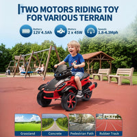 Garvee Tricycle Électrique pour Enfants 12 V, 3 Roues, Démarrage Doux, Éclairage LED et Musique, Plastique Résistant, pour Enfants de 3 à 8 Ans, Rouge