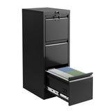 Garvee Classeur Métallique Vertical à 3 Tiroirs avec Serrure, Structure en Acier Robuste, pour Bureau et Maison, Noir