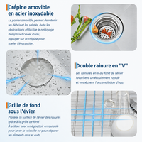 Garvee Évier de cuisine sous plan 76x48x25cm en inox 304, cuve simple avec planche à découper, égouttoir, grille et angles R10