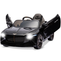 Garvee Voiture électrique 12 V Bentley Bacalar pour enfant, télécommande parentale, portes papillon, LED, suspension, 3 vitesses, batterie rechargeable, 3-6 ans, noir