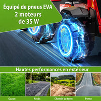 Garvee Tracteur Électrique pour Enfant 12 V, 2 Moteurs de 35 W, Remorque Amovible, 6 Roues en Caoutchouc, Télécommande, 3 Vitesses, Phares LED, 3 à 8 Ans, Rouge