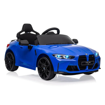 Garvee voiture électrique enfant BMW M4 12 V, double moteur, carrosserie en plastique sécurisé, bleue, pour jardin