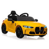 Garvee voiture électrique enfant BMW M4 12 V, double moteur, batterie 4,5 Ah, télécommande parentale, jaune, pour extérieur - Jaune