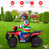 Garvee Quad Électrique pour Enfants 12 V, Rouge, Véhicule Tout-Terrain avec Pneus Off-Road, Phares LED, Vitesse Variable et Plastique Résistant, 3 à 6 Ans