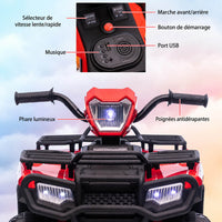 Garvee Quad Électrique pour Enfants 12 V, Rouge, Véhicule Tout-Terrain avec Pneus Off-Road, Phares LED, Vitesse Variable et Plastique Résistant, 3 à 6 Ans