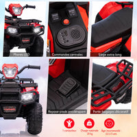 Garvee Quad Électrique pour Enfants 12 V, Rouge, Véhicule Tout-Terrain avec Pneus Off-Road, Phares LED, Vitesse Variable et Plastique Résistant, 3 à 6 Ans