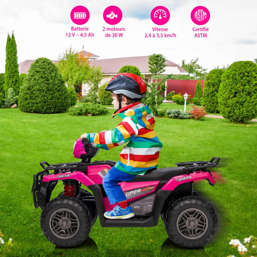 Quad électrique enfant bouton démarrage vitesses réglables