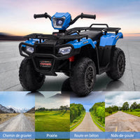 Garvee Quad Électrique pour Enfants 12 V, Bleu, Véhicule Tout-Terrain avec Pneus Off-Road, Phares LED, Vitesse Variable et Plastique Résistant, 3 à 6 Ans