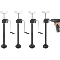 Garvee Lot de 4 Vérins Stabilisateurs Réglables pour Camping-Car et Caravane, 53 à 124 cm, Charge Maximale de 2 268 kg par Vérin, Adaptateur pour Perceuse Inclus