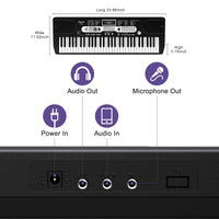 Garvee Piano clavier pour enfants, 61 touches, avec sac, microphone et casque, idéal pour les débutants, portable et utilisable à la maison, noir.