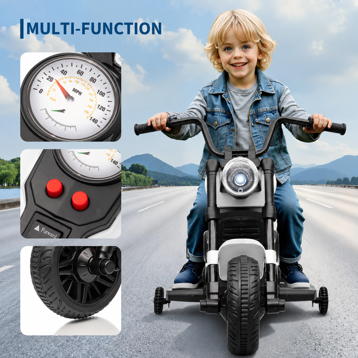 Garvee Kindermotorrad Électrique 6V Pour Enfants Avec LED, Musique, Stützräder Amovibles, Vitesse Sécurisée 3 Km/h, Robuste, Pour 18-36 Mois