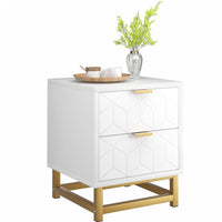 Garvee commode blanche à 3 tiroirs en bois avec poignées en métal doré pour la chambre et le salon, moderne, en MDF, stable