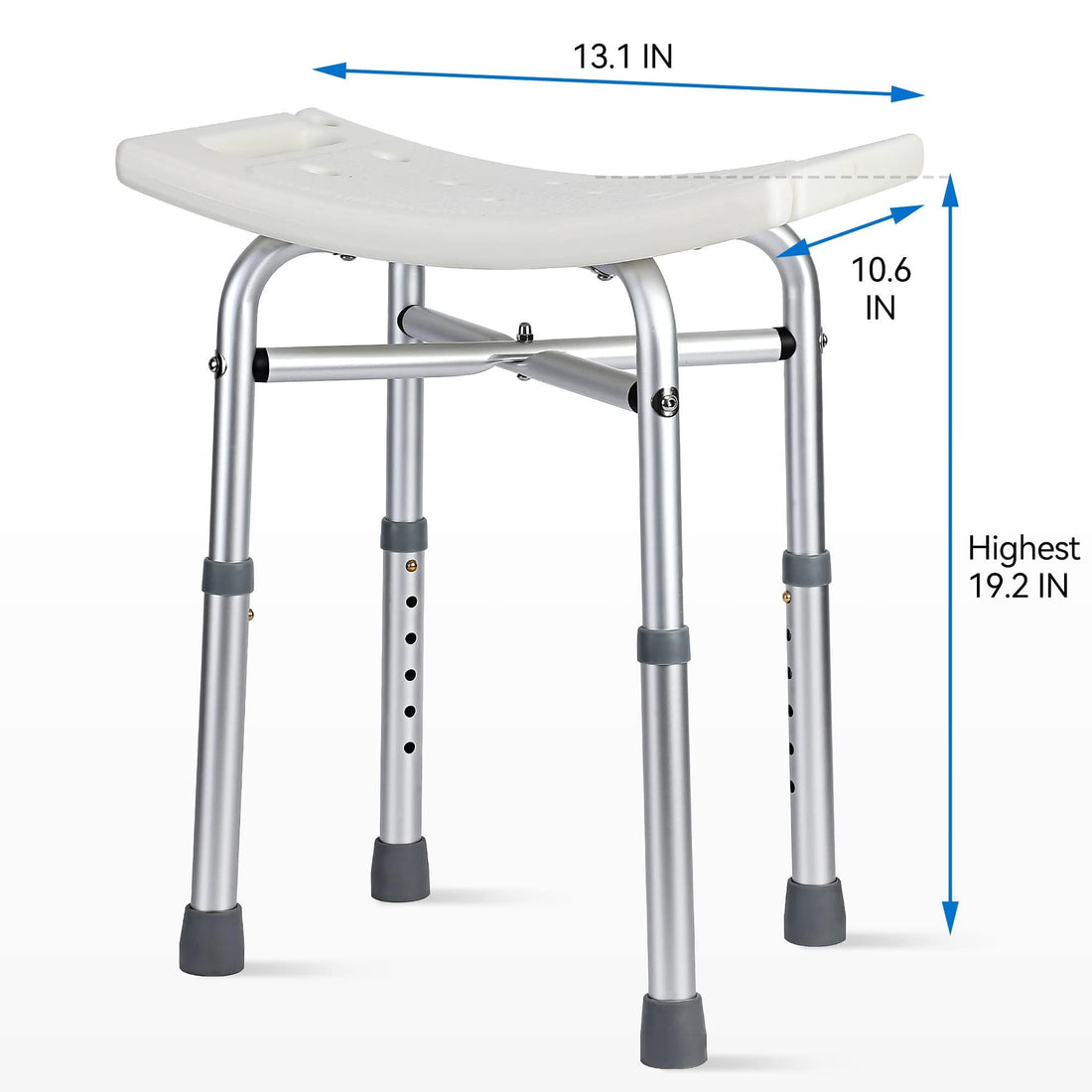 Banc de douche Garvee à hauteur réglable avec pieds antidérapants pour personnes âgées et personnes handicapées, siège ergonomique, aluminium, stable, 250 kg, gris