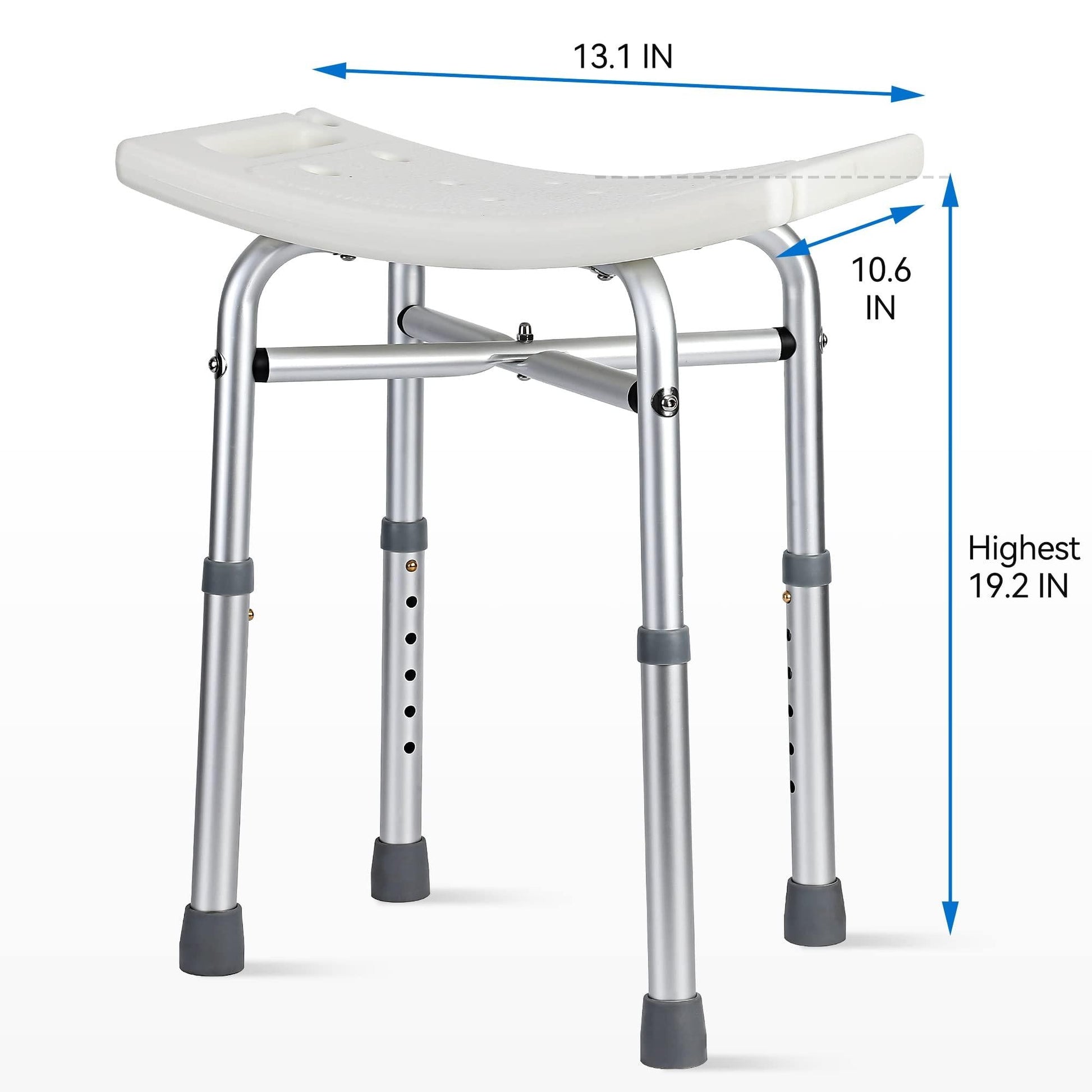 Banc de douche Garvee à hauteur réglable avec pieds antidérapants pour personnes âgées et personnes handicapées, siège ergonomique, aluminium, stable, 250 kg, gris