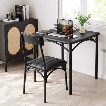 Ensemble table et chaises Garvee 3 pièces pour 2 personnes, marron rétro, structure en métal, chaises rembourrées, plateau en MDF, gain de place, idéal pour les petites pièces
