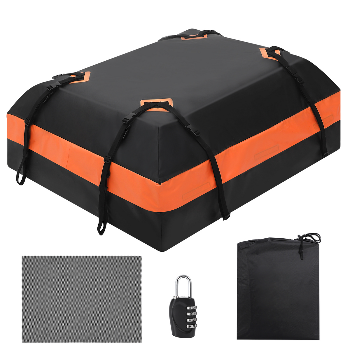 Garvee sacoche de toit voiture 595 L, étanche, 8 sangles renforcées, 132 × 100 × 45 cm, noire, pour voyage