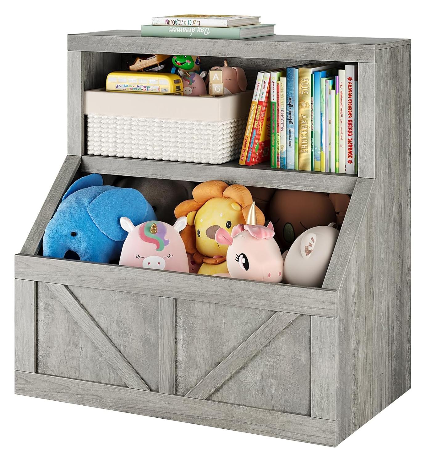 Étagère à livres et rangement pour jouets Garvee pour enfants, 2 niveaux, en bois, robuste, sans danger pour les enfants, idéale pour les salles de jeux et les jardins d'enfants, 79 x 41 x 81 cm