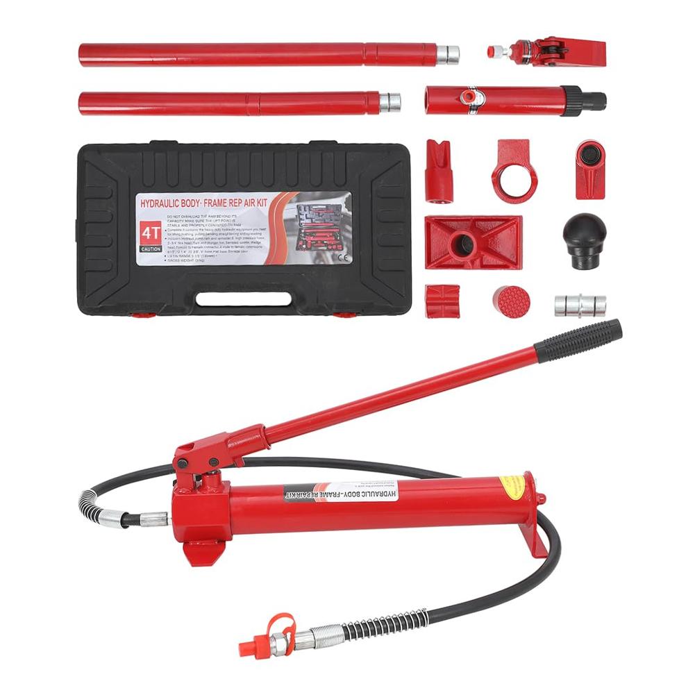 Cric hydraulique portable Garvee Porta Power de 4 tonnes avec tuyau de 1,4 m, idéal pour les ateliers et la construction. Joint en TPU, haute pression et grande durabilité.