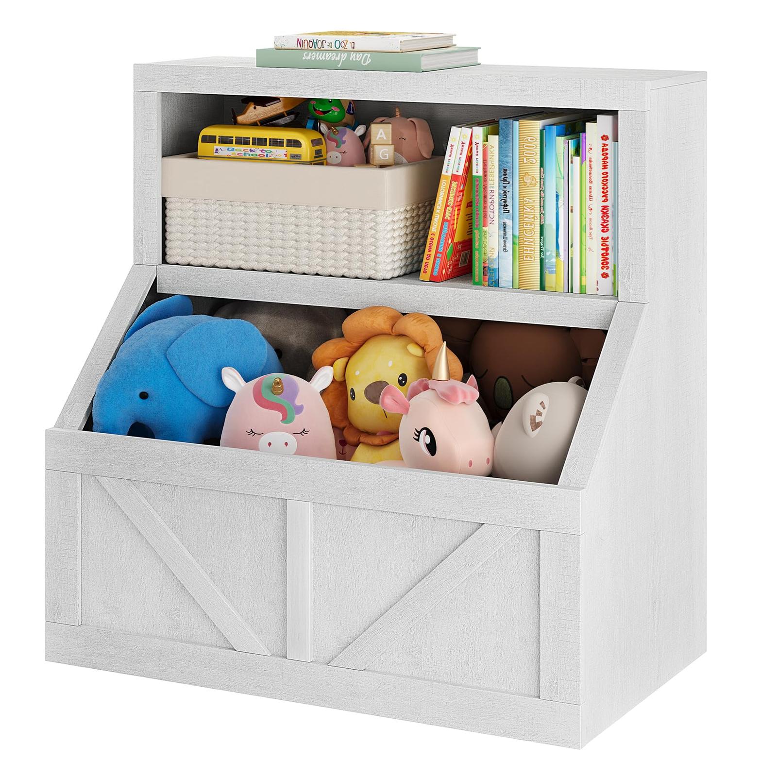 Étagère de rangement en bois Garvee pour enfants, avec 2 compartiments et un plateau, idéale pour la salle de jeux et la chambre d'enfant, 79 x 41 x 81 cm, en bois naturel.
