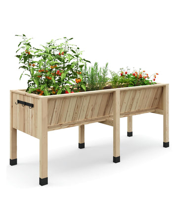 Garvee Jardinière surélevée en cèdre naturel 183 x 66 x 77 cm, avec crochets, stable et ergonomique, pour plantes, patio et balcon, couleur naturelle