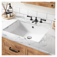 Lavabo encastré en céramique Garvee, rectangulaire, avec trop-plein, blanc brillant, 55 x 40 x 20 cm, salle de bain moderne