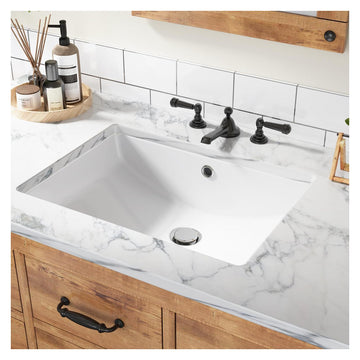 Lavabo encastré en céramique Garvee, rectangulaire, avec trop-plein, blanc brillant, 55 x 40 x 20 cm, salle de bain moderne