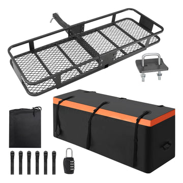 Porte-bagages Garvee pour attelage, 152 x 51 x 15 cm, pliable, cadre en acier, sac étanche, capacité de 90 kg, récepteur d'attelage de 5 cm pour les voyages