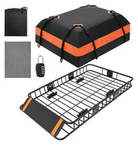 Galerie de toit Garvee 117 x 91 x 11,5 cm avec sac de rangement étanche de 425 litres pour SUV et pick-up, capacité de 90 kg, acier, aérodynamique, extérieur, noir