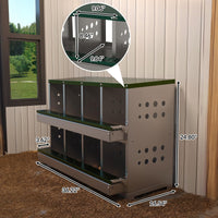 Nichoir métallique Garvee à 8 compartiments, dimensions totales : 92 x 42 x 63 cm, dimensions par compartiment : 23 x 25 x 21,5 cm, acier galvanisé, étanche, pour 8 à 12 poules (vert)