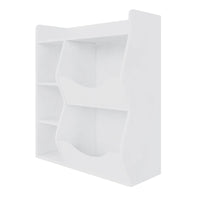 Étagère à jouets Garvee pour enfants, à 3 niveaux et 5 compartiments, double face, en MDF, robuste, idéale pour la chambre et la crèche, polyvalente, blanche.