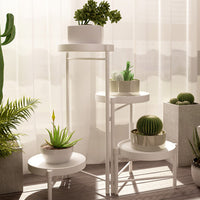 Support à plantes en métal à 4 niveaux Garvee, pliable, pour jardin, balcon, salon, 64 cm, blanc