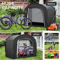 Abri à vélos Garvee pour 4 à 5 vélos, résistant aux intempéries et aux UV, tissu Oxford 210D, dimensions : 220 x 150 x 185 cm, couleur argent.