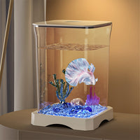 Ensemble complet d'aquarium Garvee pour poissons combattants avec filtre, en verre de 7,5 litres, compact et décoratif pour la maison et le bureau.