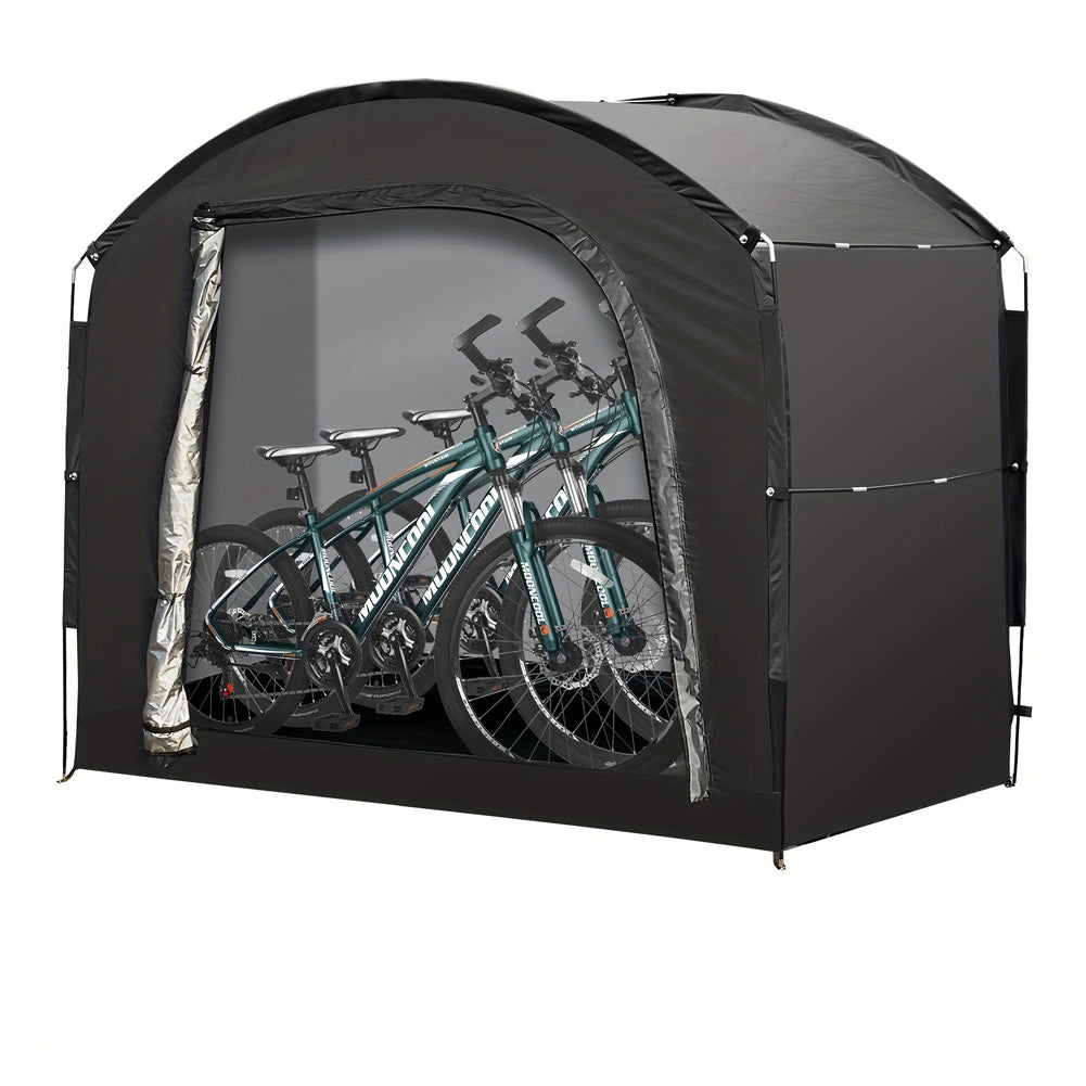 Abri à vélos Garvee pour 4 à 5 vélos, résistant aux intempéries et aux UV, tissu Oxford 210D, dimensions : 220 x 150 x 185 cm, couleur argent.