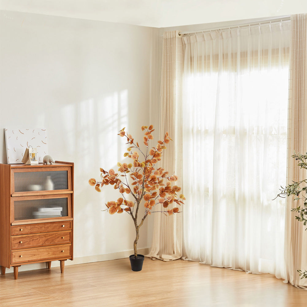 Arbre artificiel d'eucalyptus Garvee de 120 cm, décoration d'automne, durable et réaliste, en soie, flexible, vert, pour salon et bureau