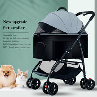 Poussette pliable 3 en 1 Garvee pour animaux de compagnie – Avec panier de rangement, fenêtre en filet, portable, jusqu'à 25 kg, noire