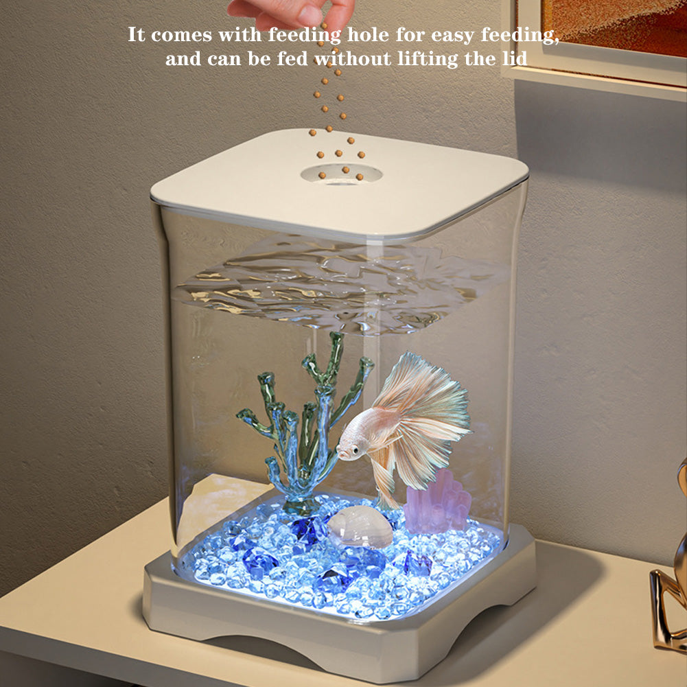 Aquarium Garvee pour poissons combattants, 7,5 litres, ensemble complet avec filtre et verre décoratif pour la maison et le bureau