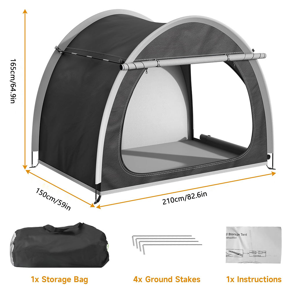 Abri à vélos Garvee pour 3 à 4 vélos, 200 x 150 x 170 cm, tissu Oxford 210D, imperméable, gris