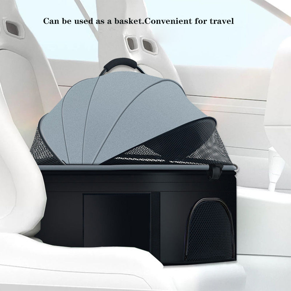 Poussette pliable 3 en 1 Garvee pour animaux de compagnie – Avec panier de rangement, fenêtre en filet, portable, jusqu'à 25 kg, noire